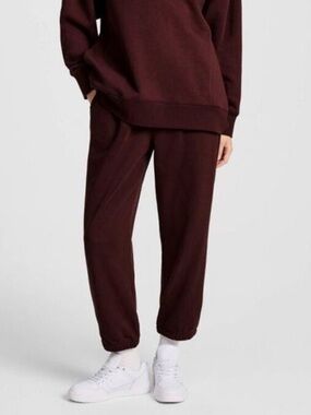 EUC Champion High Rise Cropped French Terry Sweatpants, Maroon, 1X